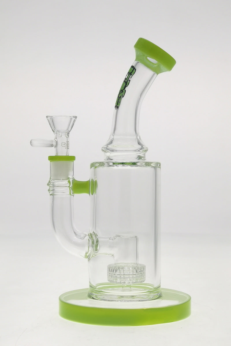 TAG 10" Bent Neck Bong with Matrix Diffuser in Slyme Green, 14MM Female Joint, Front View