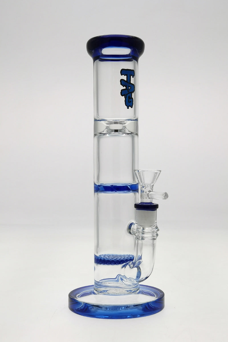 TAG 10" Blue Glass Bong with Honeycomb Percolator and Spinning Splash Guard, Front View