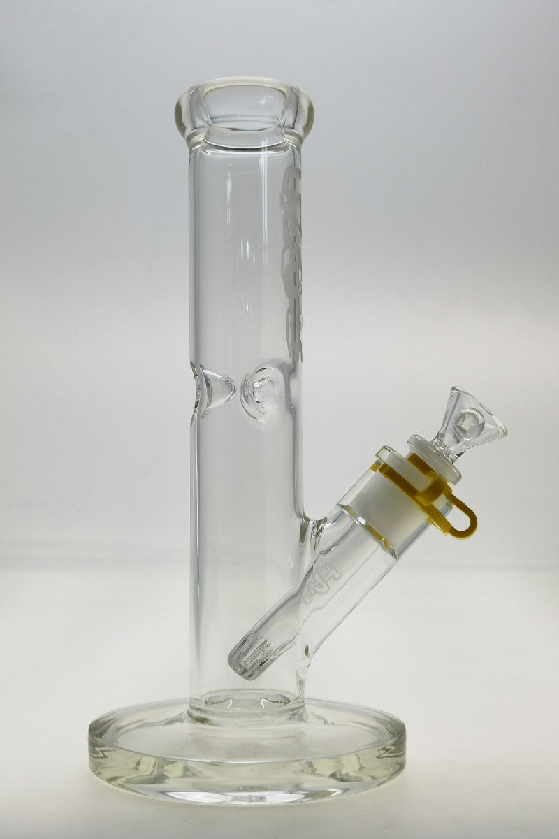 TAG 10" Clear Straight Tube Glass Bong with 18/14MM Downstem Front View