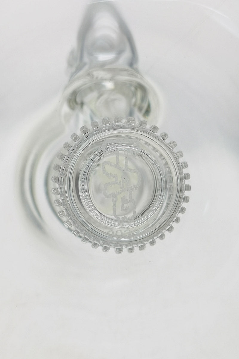 TAG 10.5" Double Super Slit Matrix Bellow Bong, Clear, Top Down View, 14MM Female
