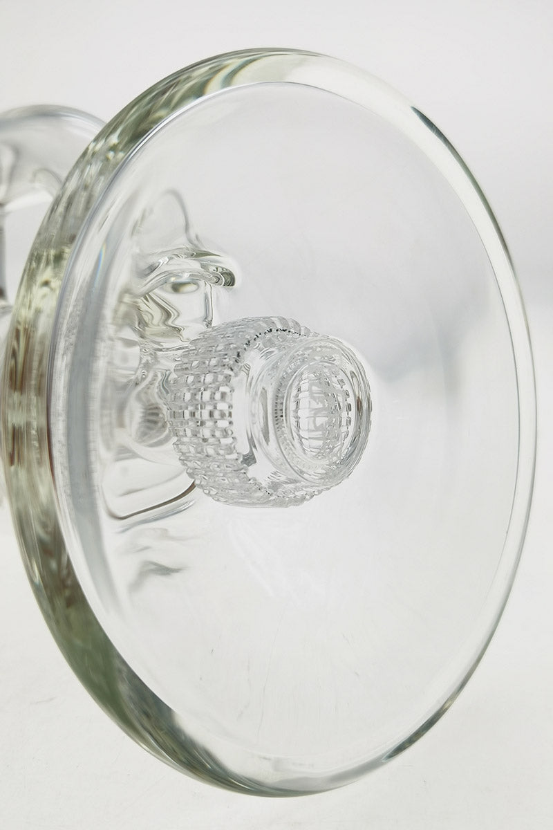 TAG 10.5" Clear Glass Bong bottom view showing Double Super Slit Matrix Percolator