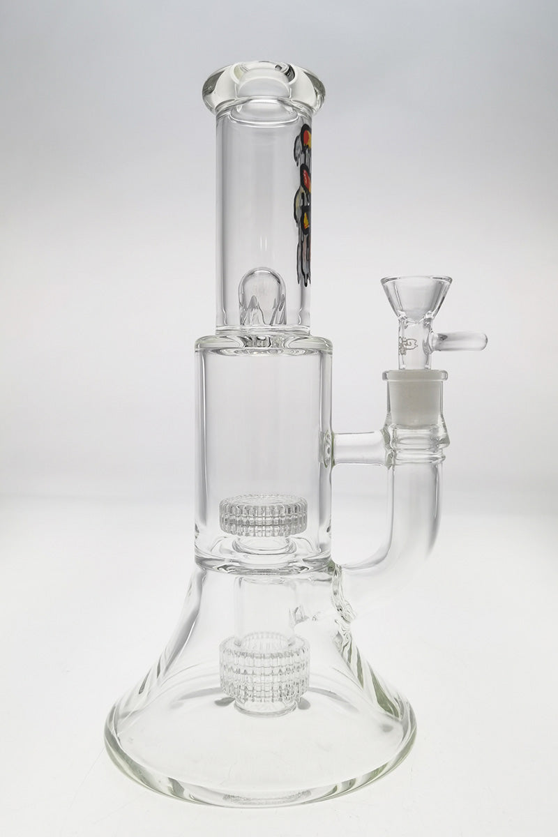 TAG 10.5" Double Super Slit Matrix Bellow Bong with Clear Glass and Beaker Base