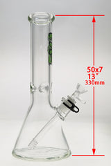 TAG 12" Clear Beaker Bong with 18/14MM Downstem and Slyme logo, 7mm thick glass, front view