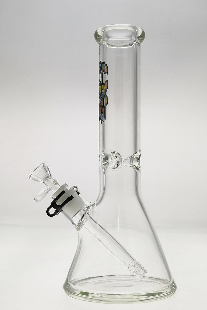 TAG 12" Beaker Bong 50x7MM with 18/14MM Downstem, Clear Glass, Front View