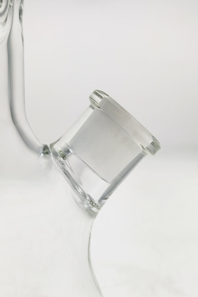 TAG 12" Beaker Bong Close-up of 18/14MM Downstem, Clear Quartz, 45 Degree Joint