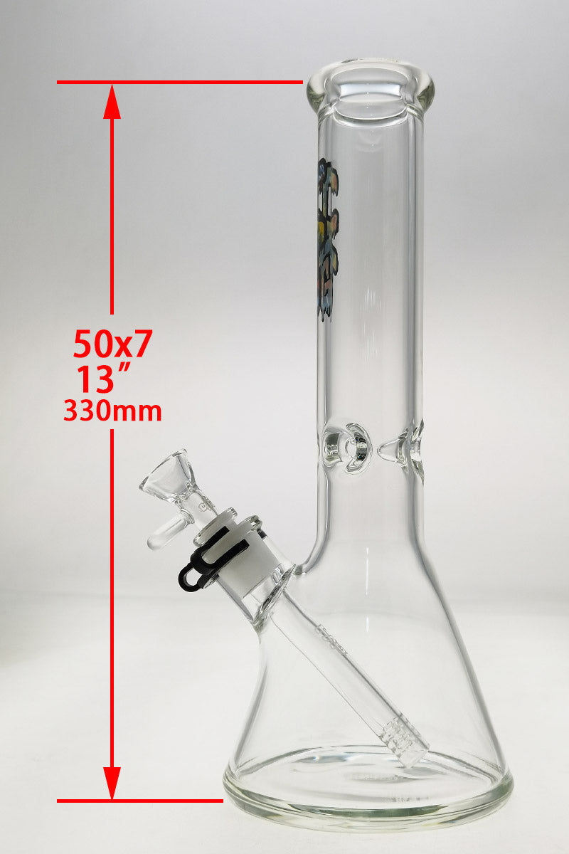 Thick Ass Glass 12" Tie-Dye Beaker Bong, Clear with 50x7MM Glass, Front View