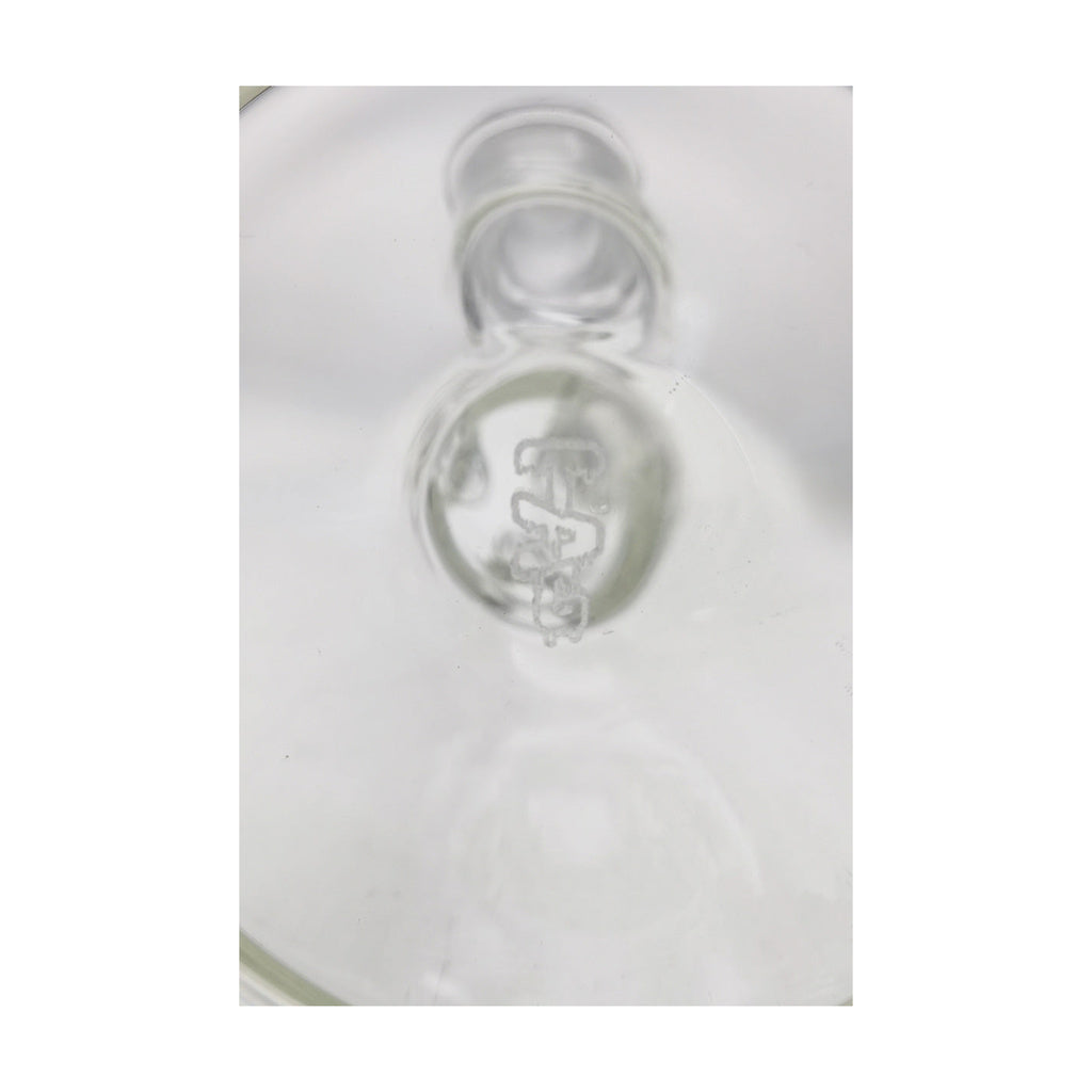 Close-up of TAG 12" Beaker 50x9MM with 18/14MM Downstem, clear borosilicate glass