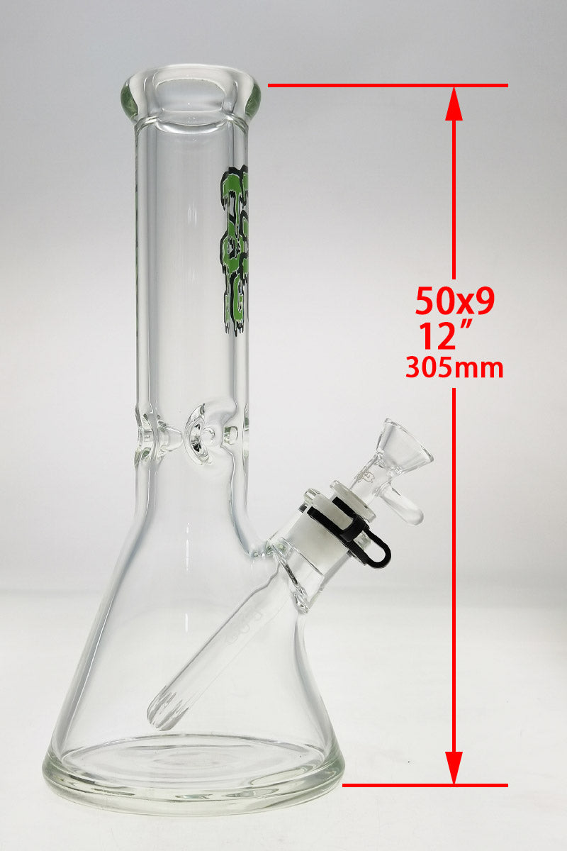 Thick Ass Glass 12" Rasta Beaker Bong 9mm Heavy Duty with Downstem, Clear View