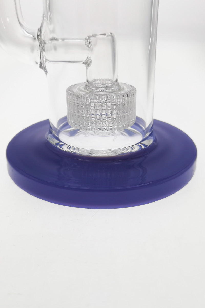 Close-up of TAG 12" Bent Neck Bong with Blue Super Slit Matrix Diffuser