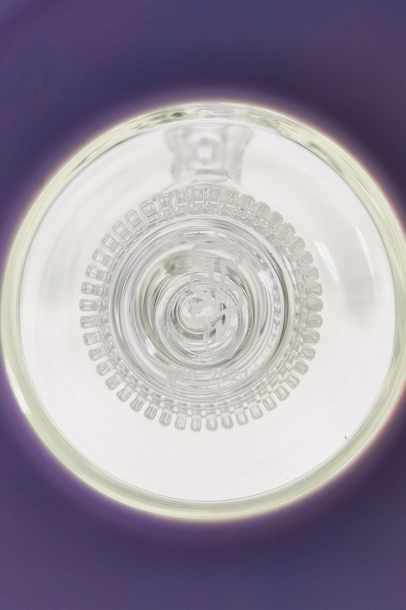 Top view of TAG 12" Bent Neck Bong with Super Slit Matrix Diffuser in clear glass