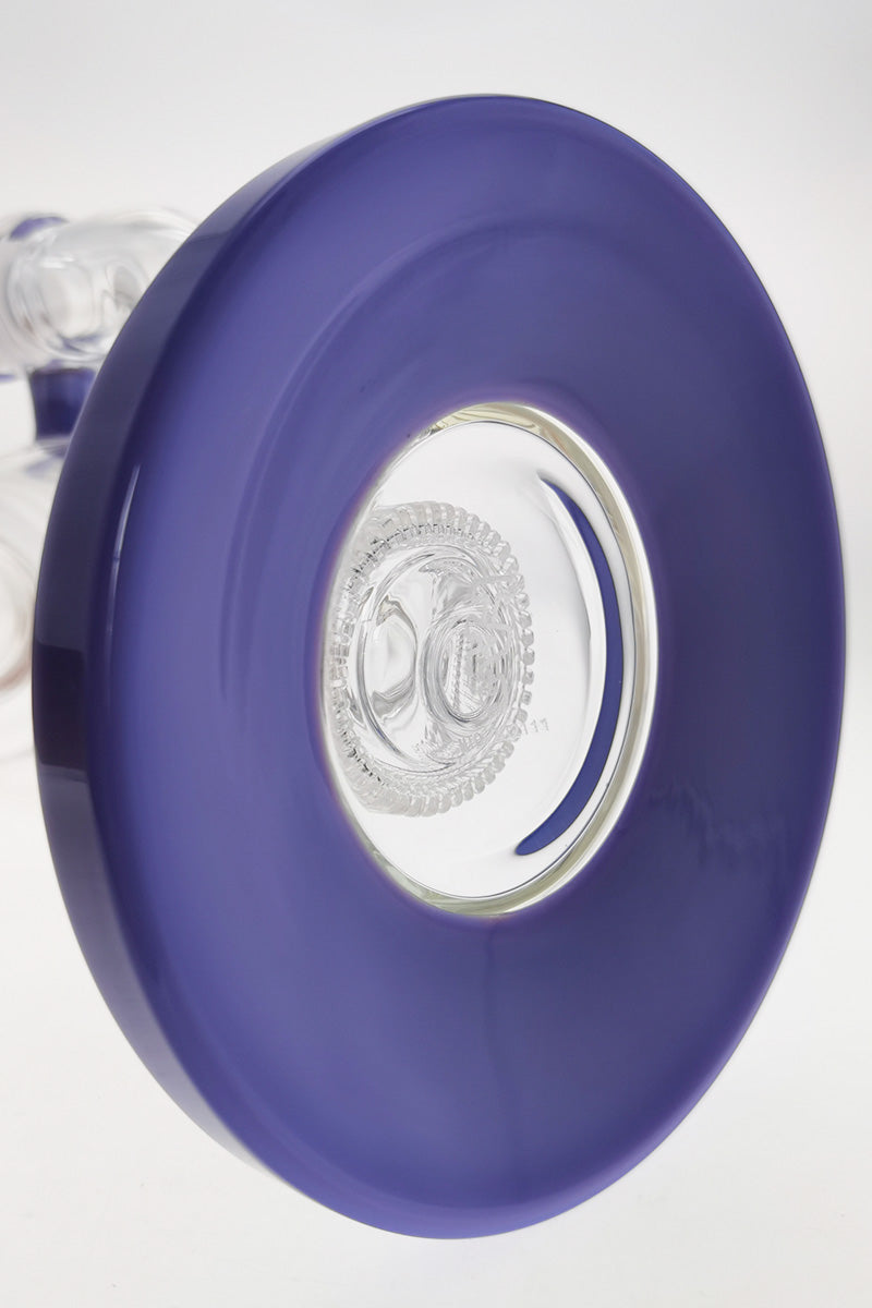 Top view of TAG 12" Bent Neck Bong in Blue with Super Slit Matrix Diffuser