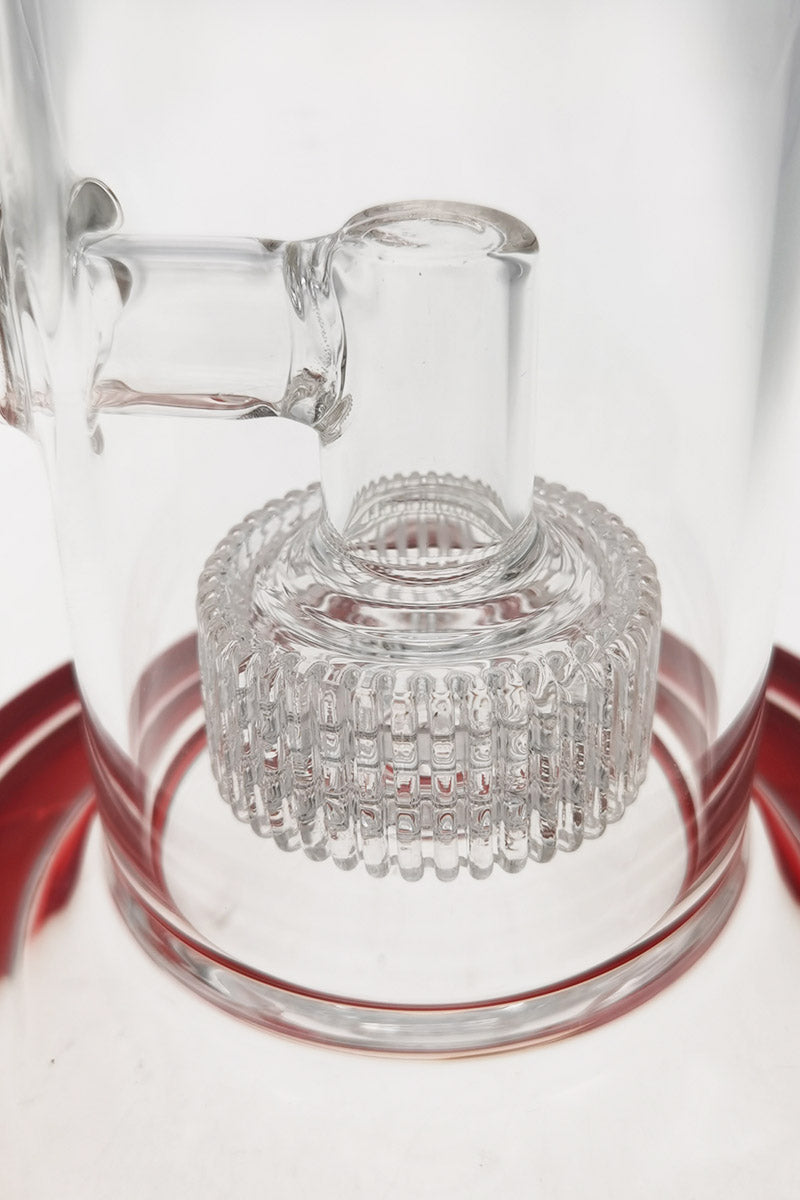 Close-up view of Thick Ass Glass 12" Bent Neck Bong with intricate Matrix Percolator design