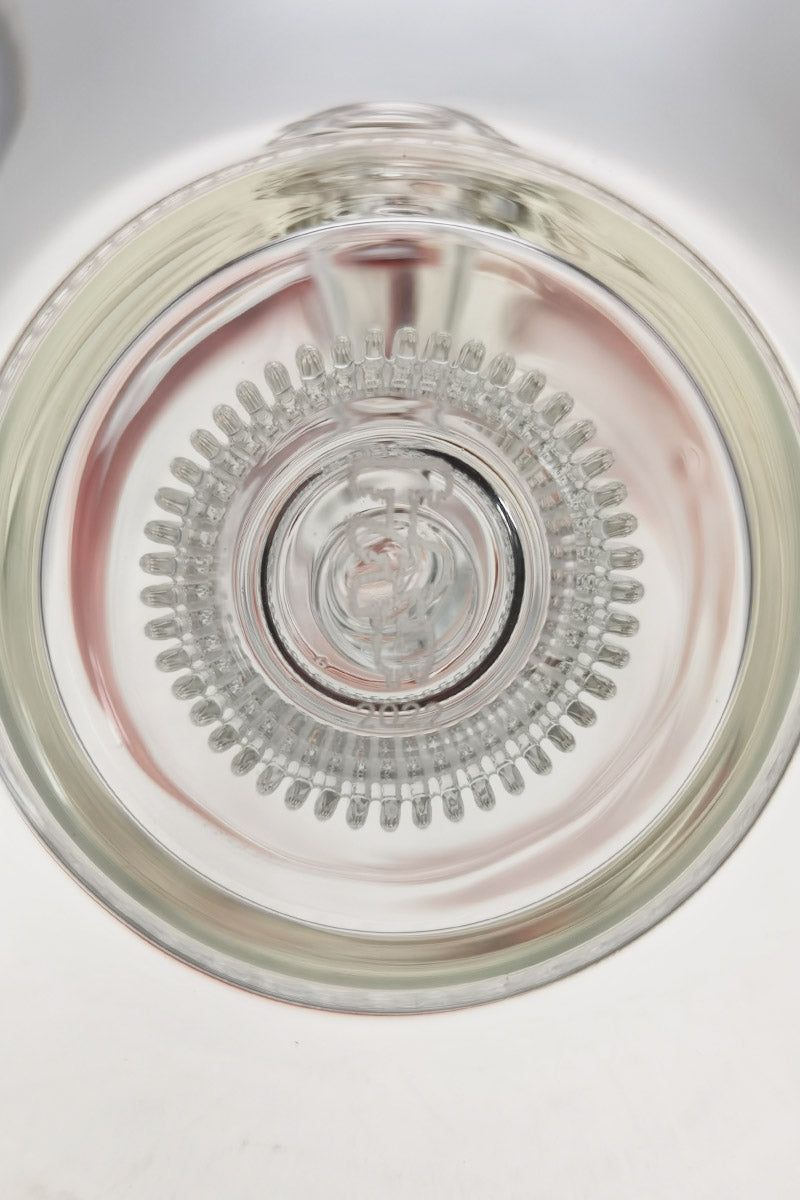 Top view of TAG 12" Bent Neck Bong with Super Slit Matrix Diffuser in Clear