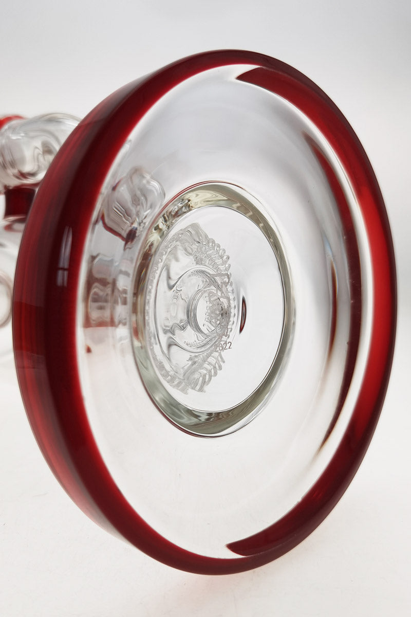 TAG 12" Bent Neck Bong with Super Slit Matrix Diffuser in Red, Base View