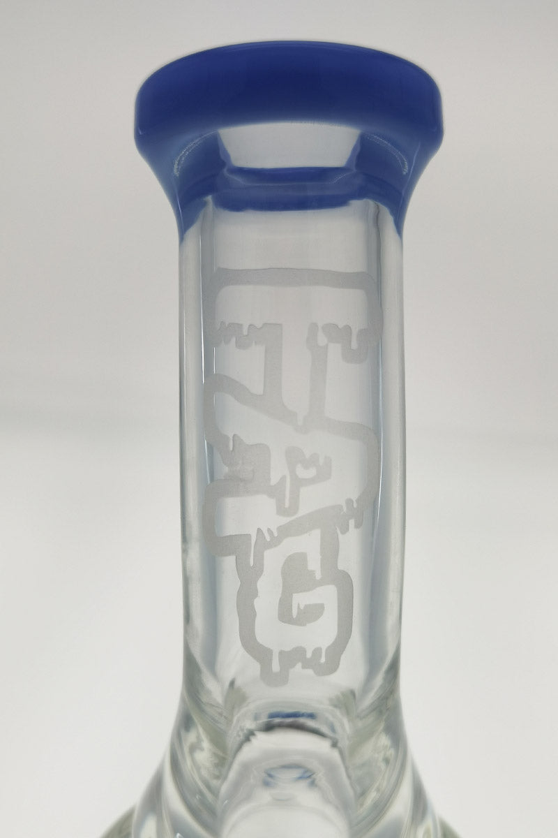 TAG 12" Bent Neck Bong with Blue Accents and Matrix Diffuser Close-Up