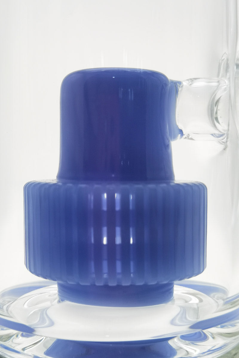 Close-up of TAG 12" Bent Neck Bong with Blue Matrix Diffuser and Clear Glass