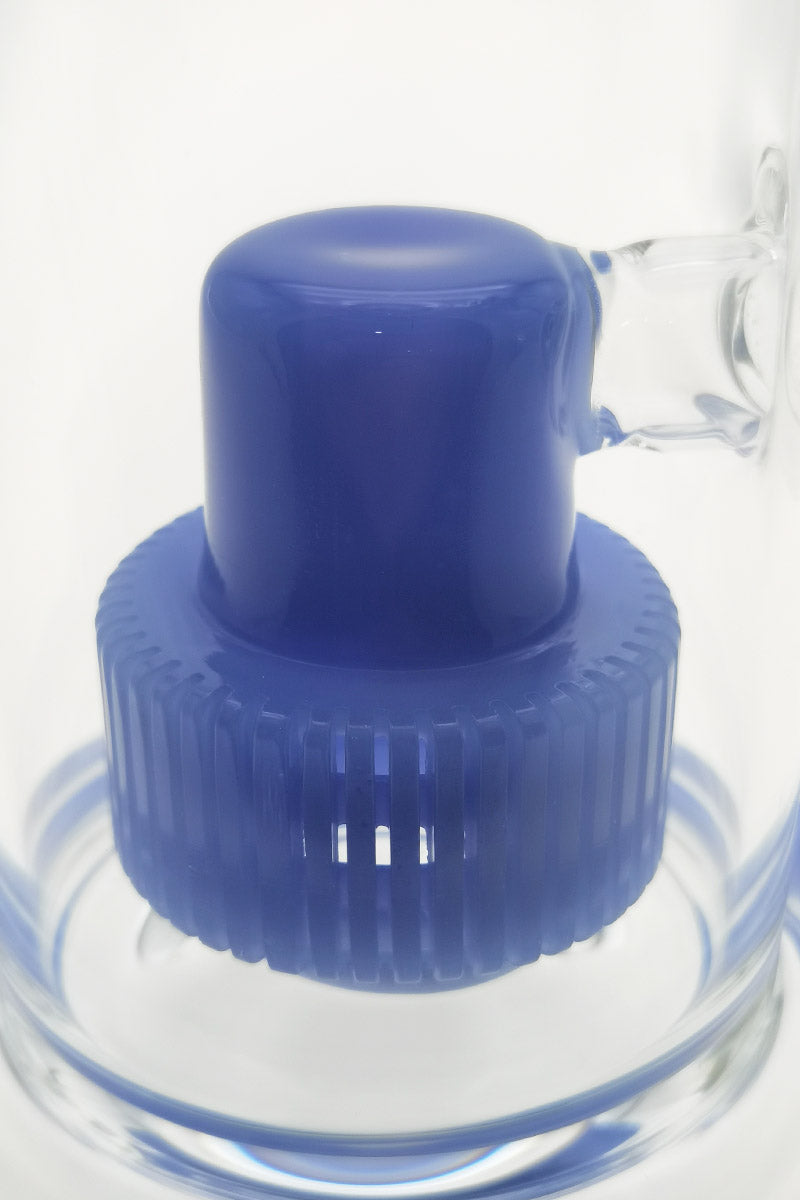 Close-up of Thick Ass Glass 12" Bent Neck Bong with Blue Super Slit Diffuser