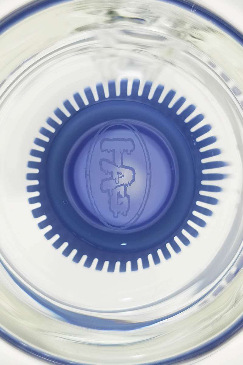 TAG 12" Bent Neck Bong with Super Slit Matrix Diffuser in Blue, Top Down View