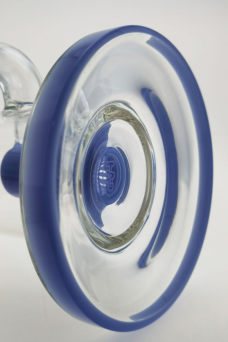 TAG 12" Bent Neck Bong with Blue Accents and Super Slit Matrix Diffuser, Close-up Side View