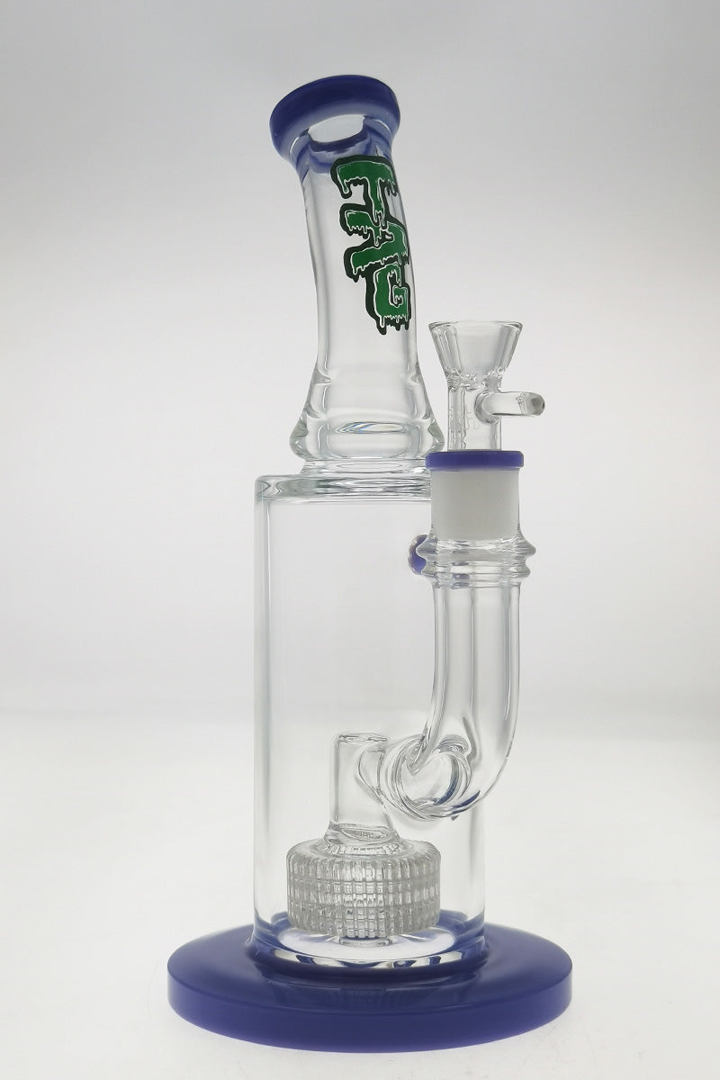 TAG 12" Bent Neck Bong with Super Slit Matrix Diffuser in Slyme Label - Violette Front View