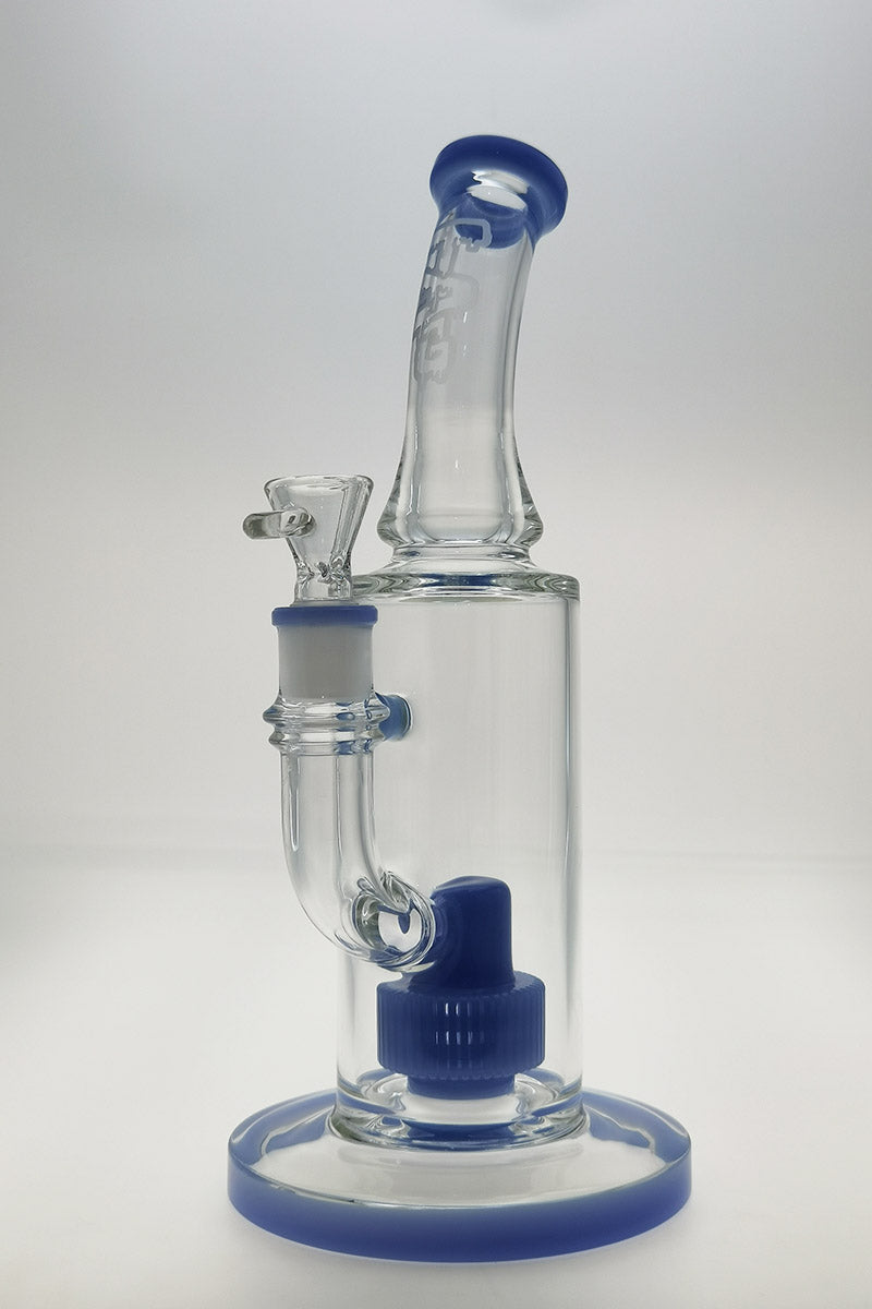 TAG 12" Bent Neck Bong with Super Slit Matrix Diffuser, Blue Accents, and Sandblasted Logo