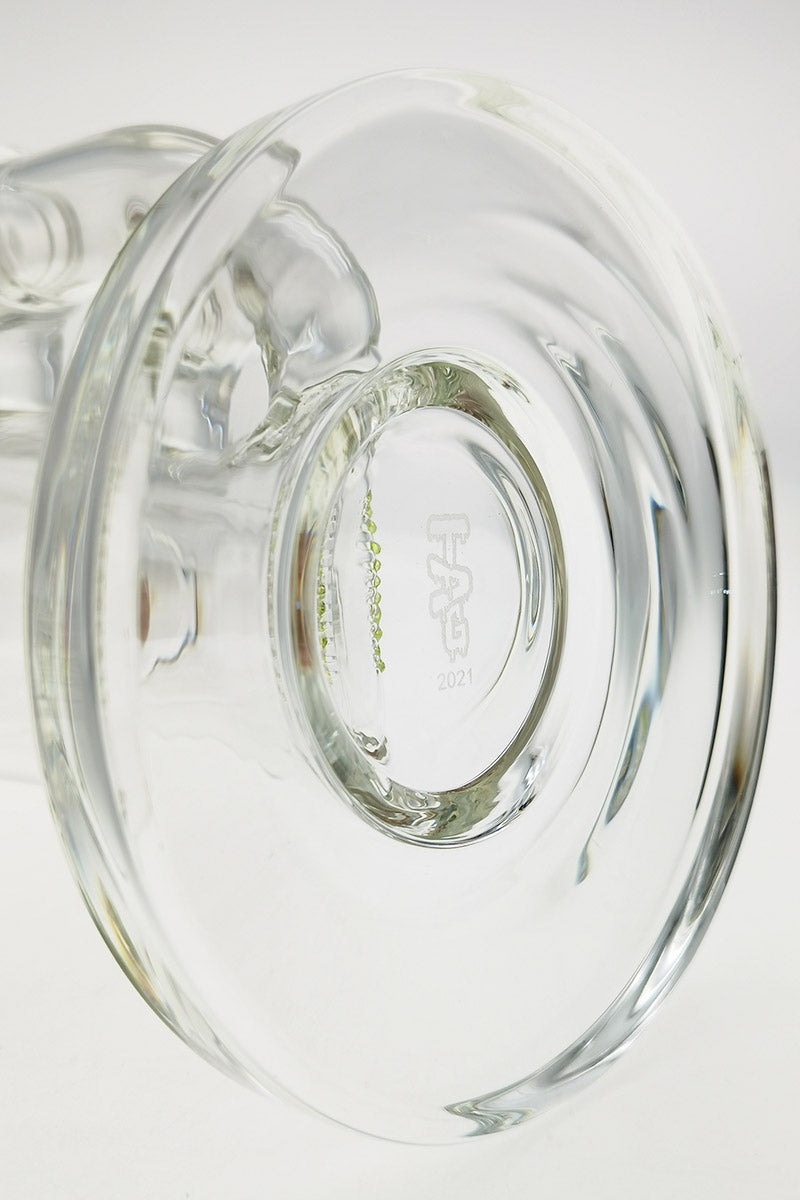 Close-up of Thick Ass Glass 12" Bong Base with Inline Triple Diffuser, Clear Glass