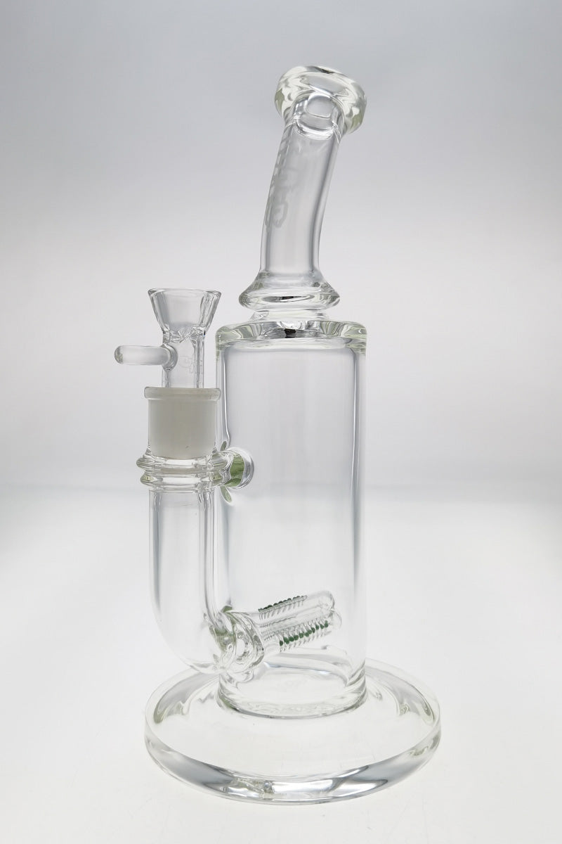 Thick Ass Glass 12" Inline Triple Diffuser Bong Clear with Moss Accents, Front View