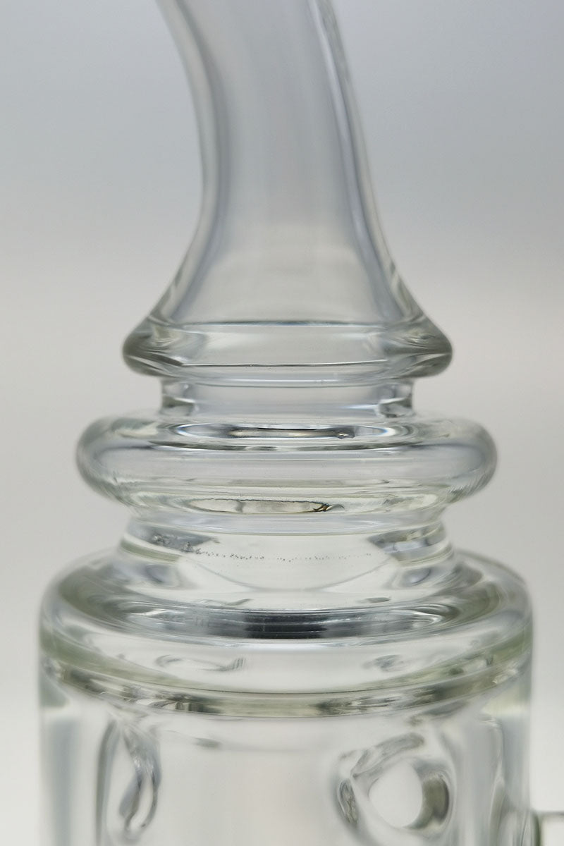 Close-up of TAG 12" Faberge Egg Klein Incycler with clear glass and 14MM female joint