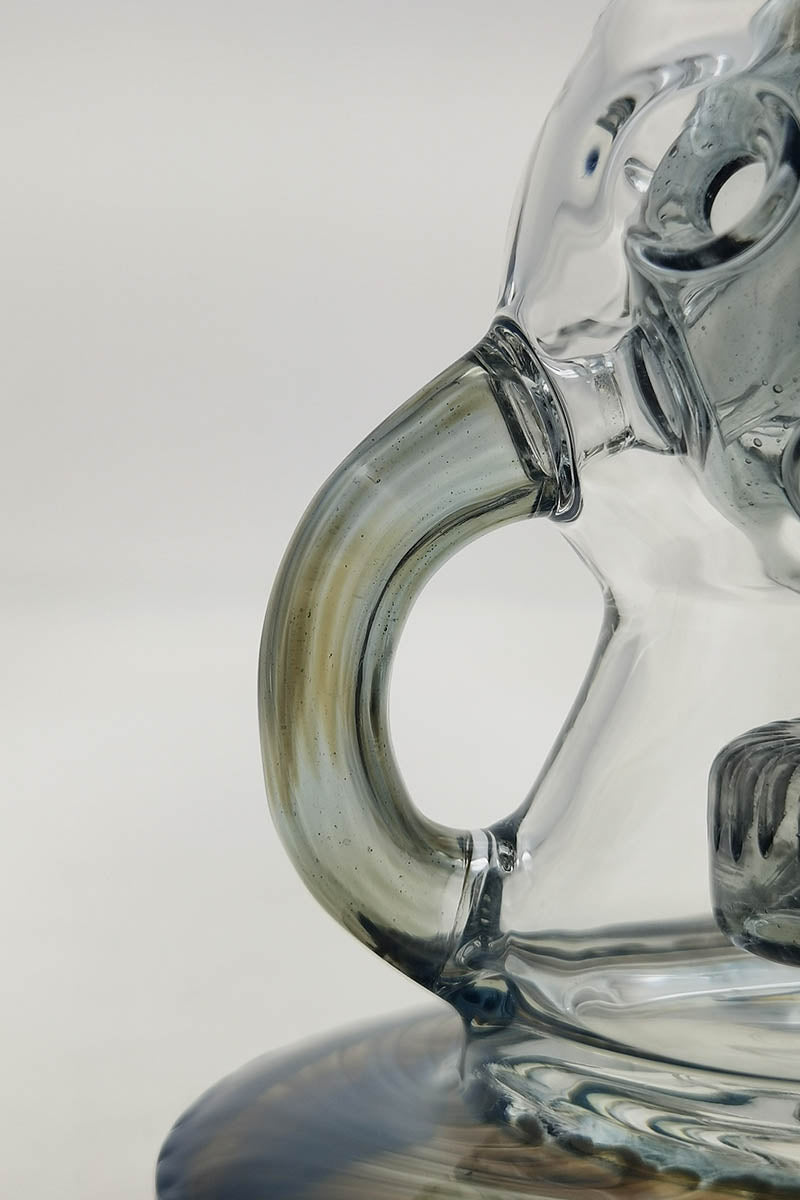 Close-up side view of TAG 12" Faberge Egg Klein Incycler with Slyme accents for dry herbs and concentrates.