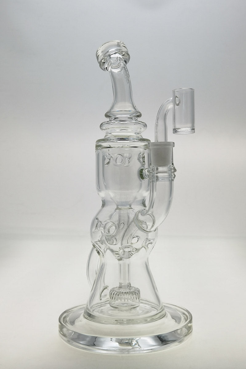 Thick Ass Glass 12" Faberge Egg Klein Incycler, 14MM Female, Clear, Front View