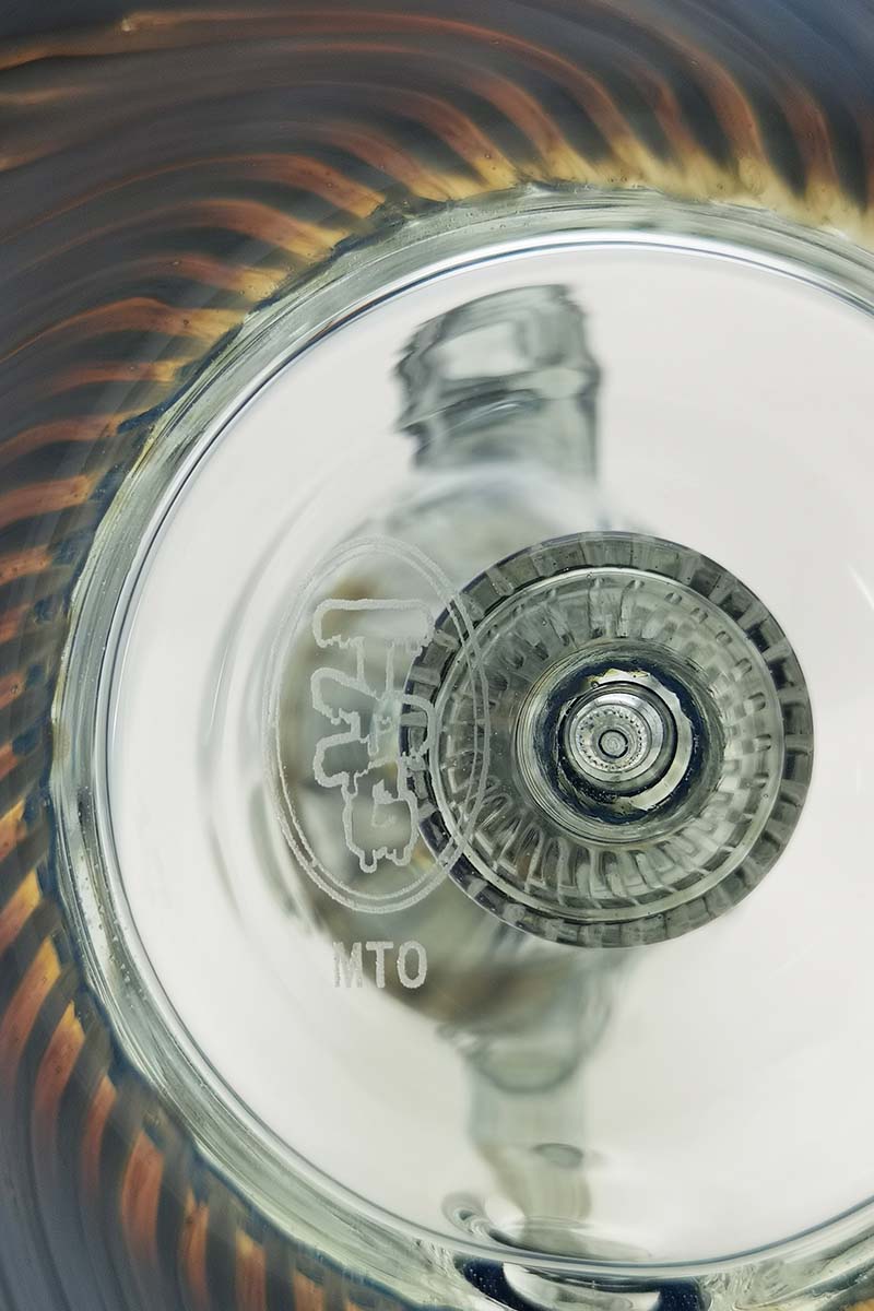 TAG 12" Faberge Egg Klein Incycler with clear glass and slyme accents, top view