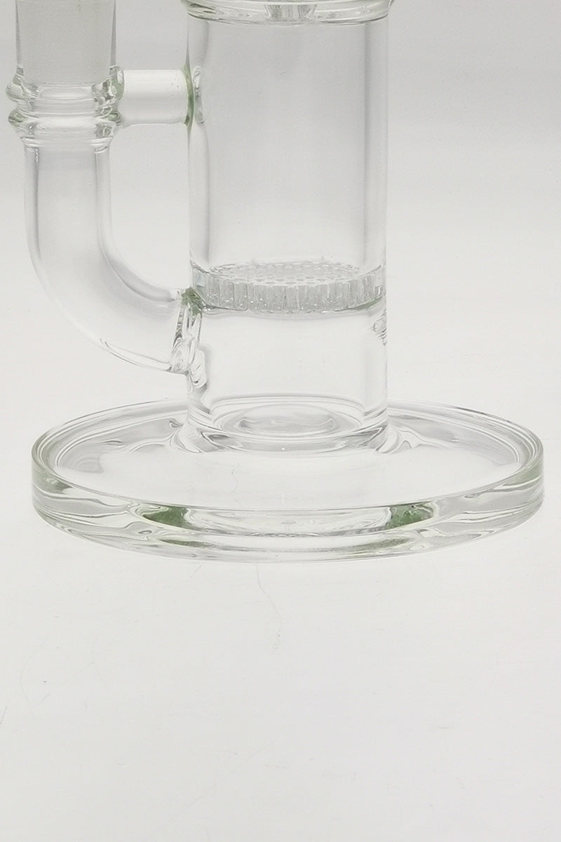 Close-up of TAG 12" Clear Bong Base with Honeycomb Percolator and Sturdy Glass