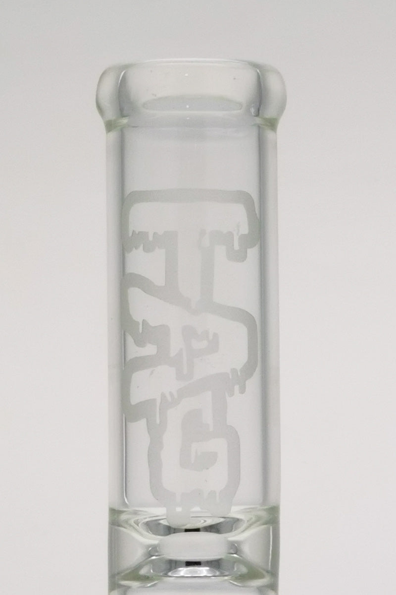 TAG 12" Clear Glass Bong with Honeycomb Percolator and 8 Arm Tree Logo Close-up