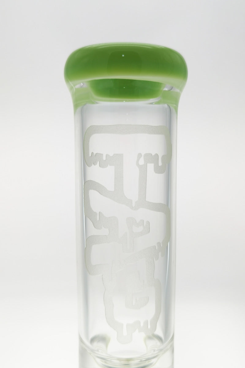 TAG 12" Clear Bong with Green Honeycomb to Tree Percolator and Thick Glass