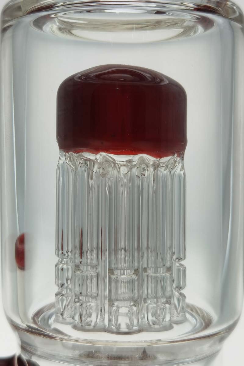 Close-up of TAG 12" Clear Bong with Single Honeycomb & Red 8 Arm Tree Percolator