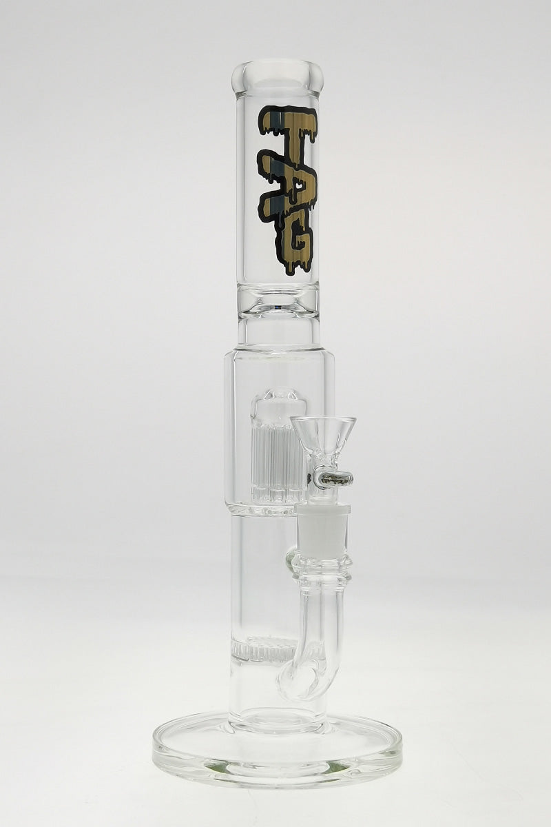 TAG 12" Clear Glass Bong with Single Honeycomb & 8 Arm Tree Percolator, 90 Degree Joint