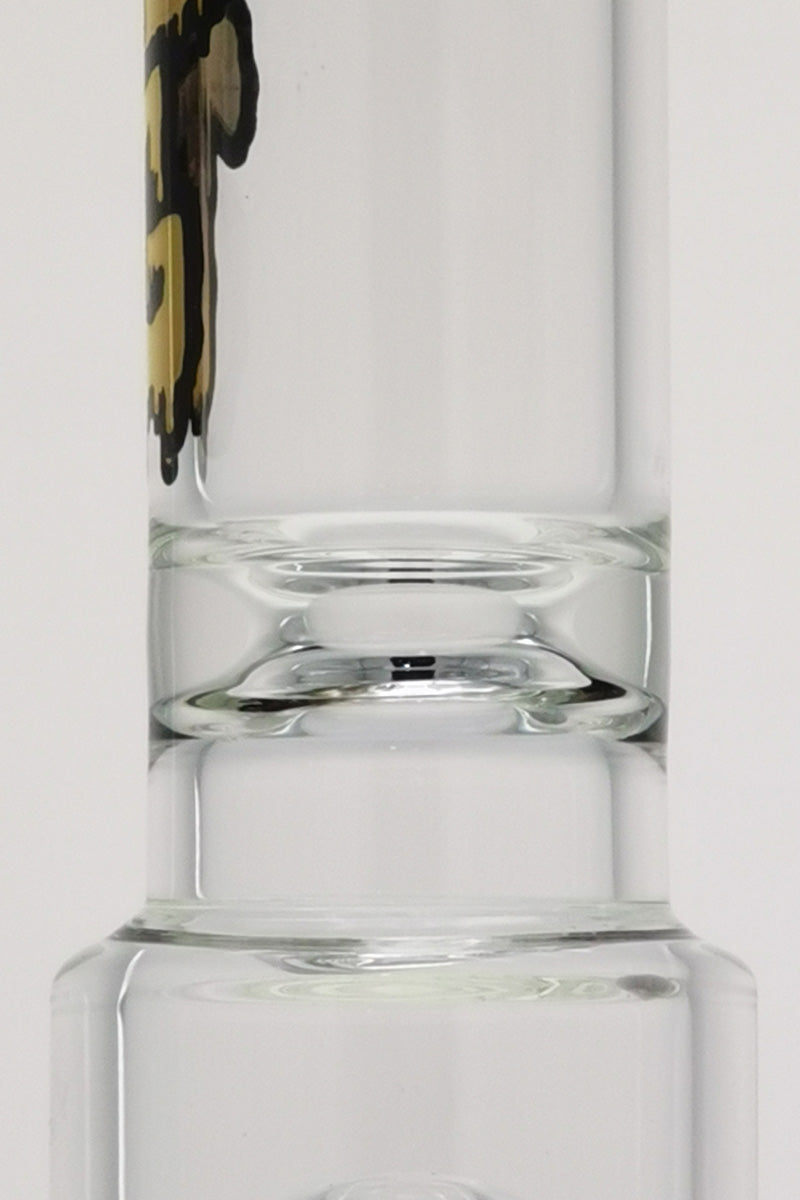 TAG 12" Clear Bong with Single Honeycomb & 8 Arm Tree Percolator Close-up Side View
