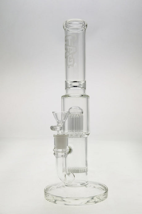 TAG 12" Clear Glass Bong with Honeycomb and 8 Arm Tree Percolators, Front View