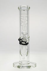 TAG 12" Straight Tube Bong with Wavy Sandblasted Logo and Clear Glass on Glass Downstem