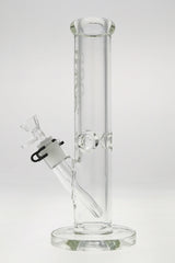 TAG 12" Clear Straight Tube Bong with Wavy Sandblasted Logo and Thick Base - Front View