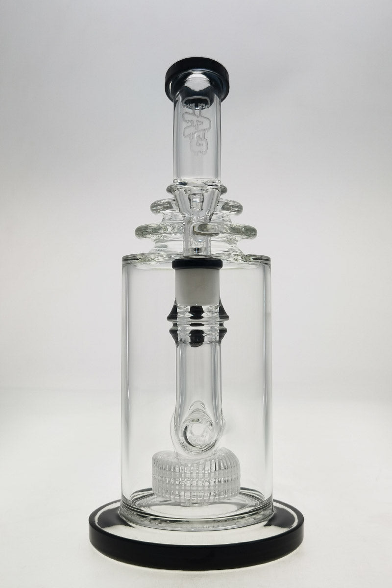 Thick Ass Glass 12" Bong with Black Accents, Matrix & Showerhead Percs, Front View
