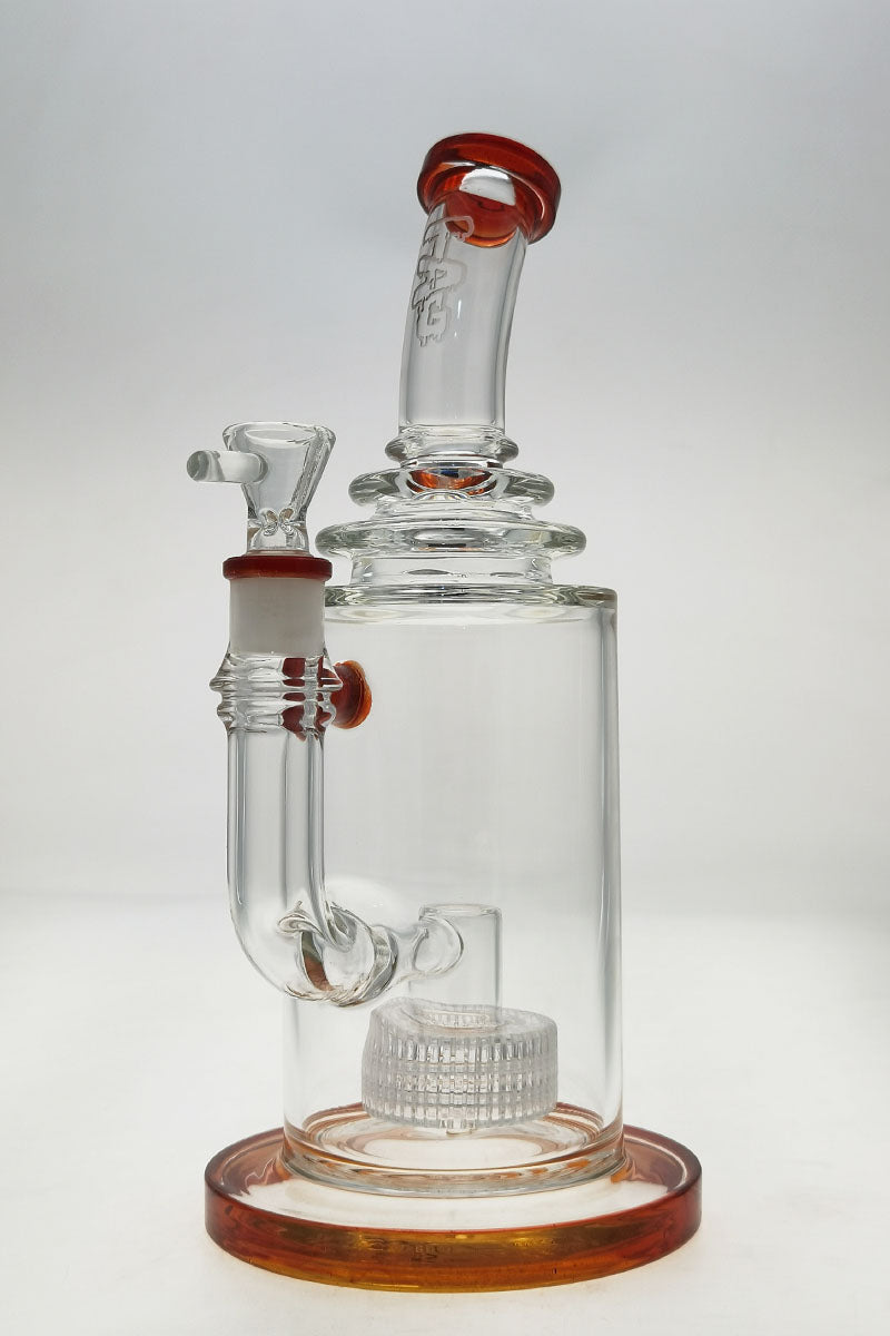 Thick Ass Glass 12" Bong with Matrix & Showerhead Percolators in Clear with Slyme Accents, Front View