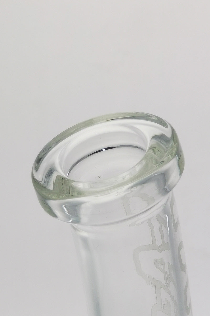 Close-up of TAG 12" Super Slit Matrix Diffuser top, 18MM Female joint, clear borosilicate glass