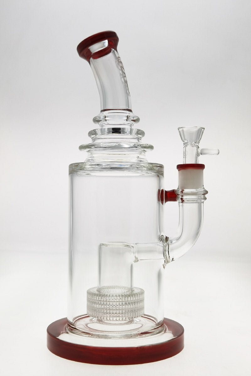 Thick Ass Glass 12" Bong with Matrix & Showerhead Percolators in Clear Borosilicate, Side View