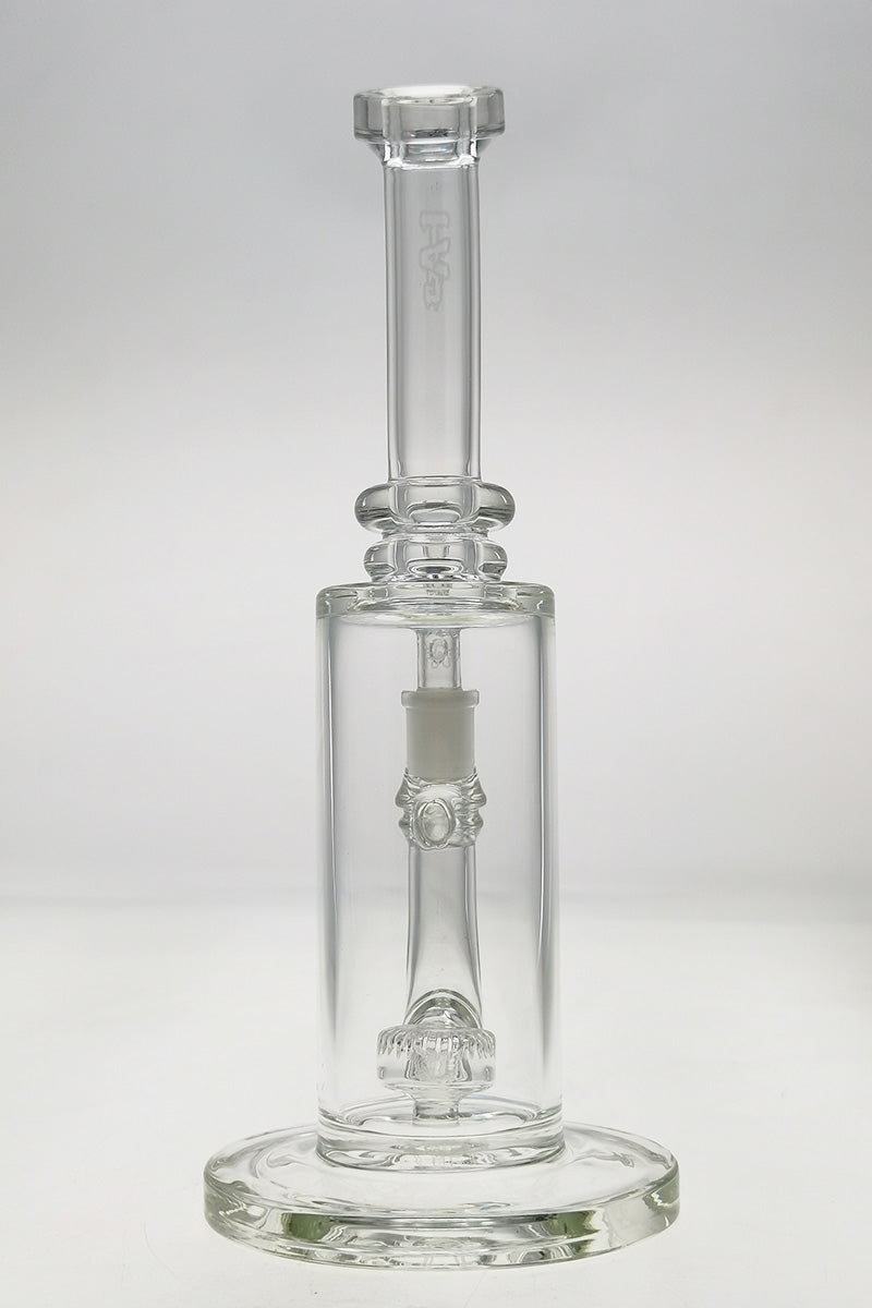 Thick Ass Glass 12.5" Clear Bent Neck Bong, Slyme Accents, Super Slit Puck Diffuser, Front View