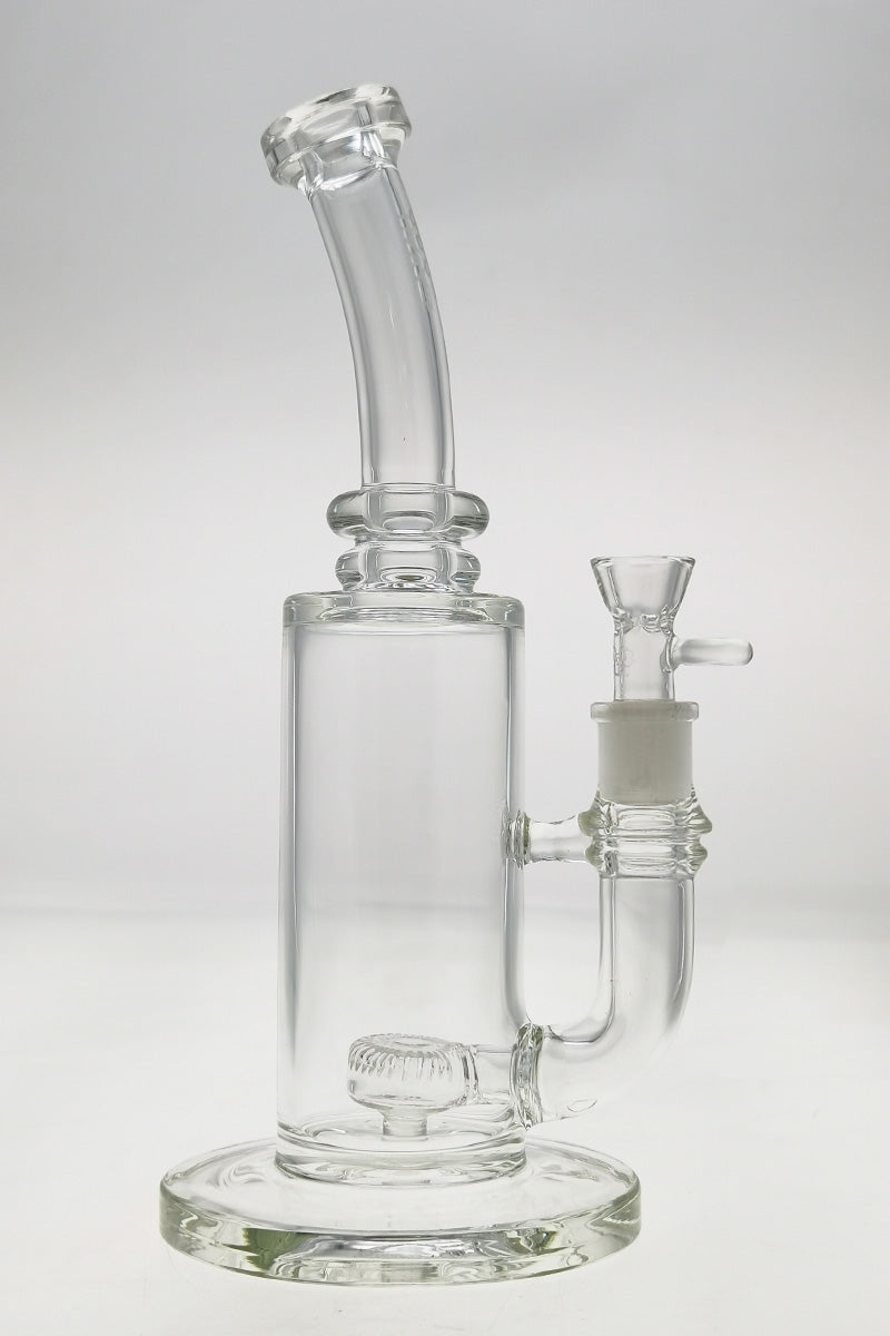 Thick Ass Glass 12.5" Bent Neck Bong with Puck Diffuser, Clear Slyme Accents, Front View