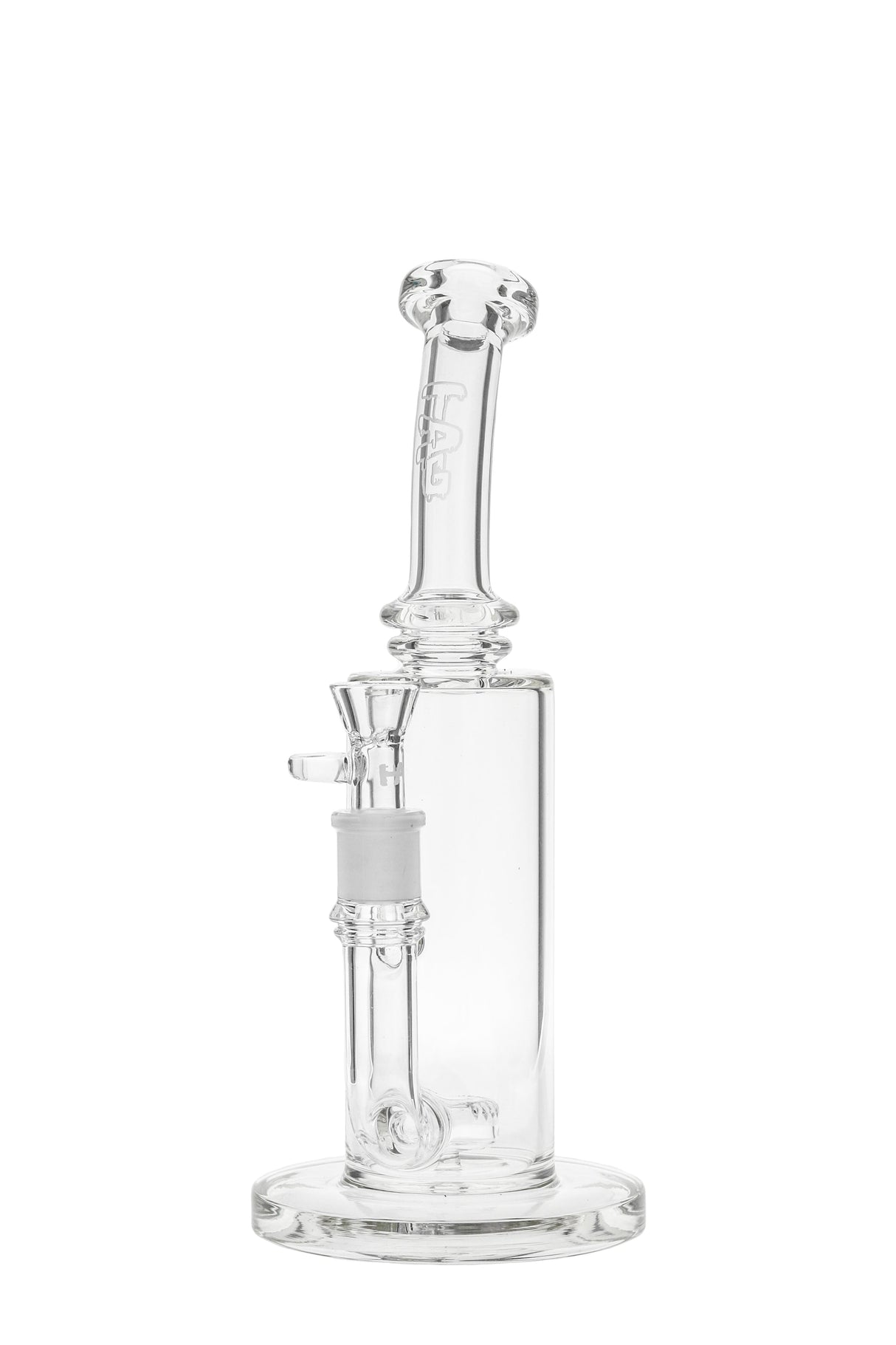TAG 12.5" Bent Neck Bong with Super Slit Puck Diffuser, 18MM Female Joint, Front View