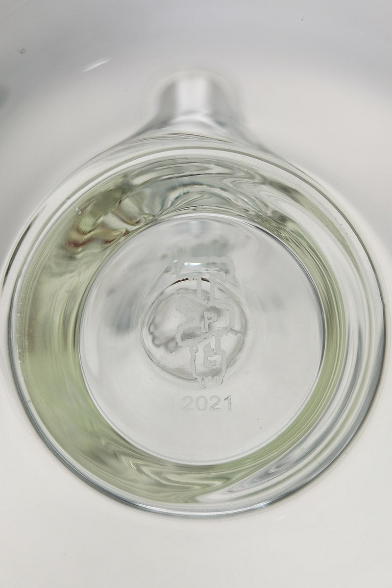 Close-up of TAG 13" Straight Tube Bong Base with Fixed Tree Percolator and Thick Glass