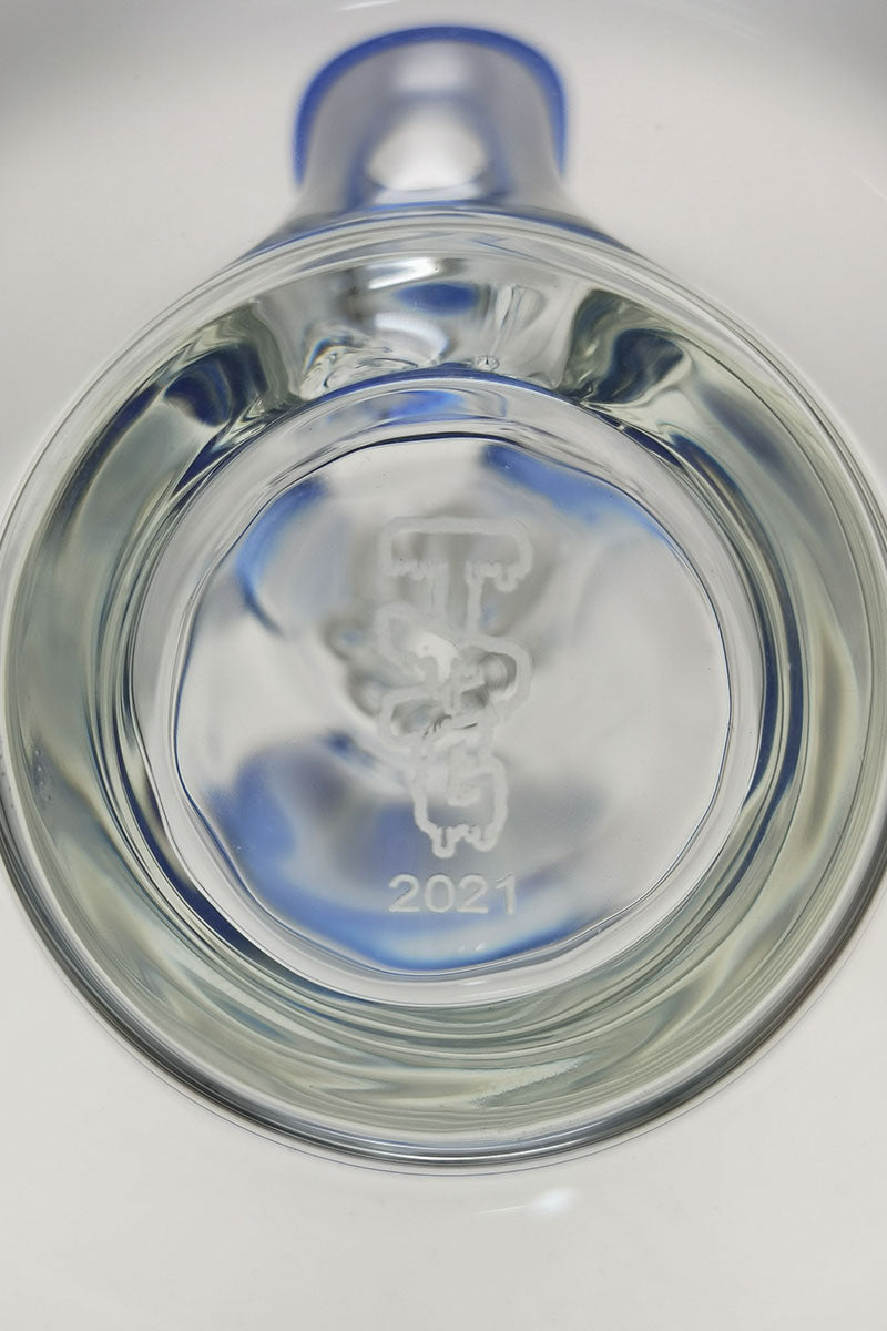 Top view of TAG 13" Straight Tube Bong with 8 Arm Tree Percolator in Clear Glass