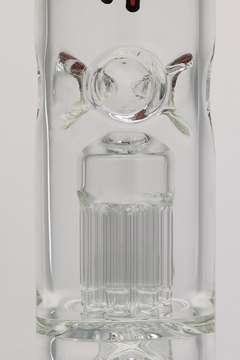 Thick Ass Glass 13" Straight Tube Bong with 8 Arm Percolator, Clear, Front View